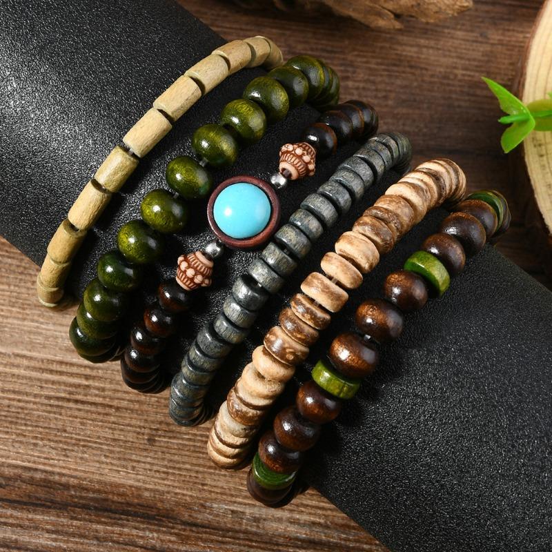 New Coconut Bead Beaded Elastic Line Men's Bracelet Bracelet Bracelet
