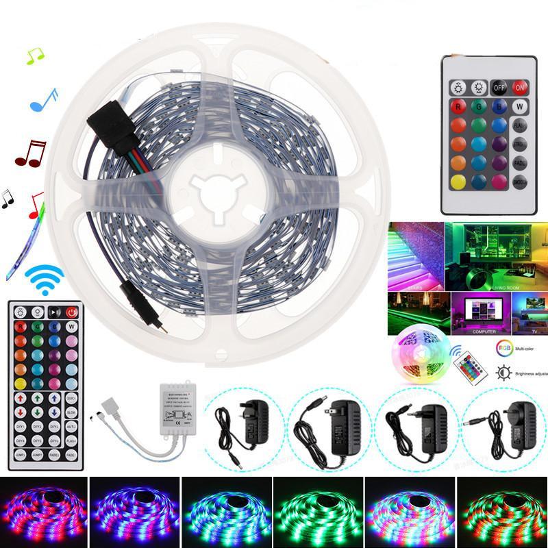 

10M 5050SMD RGB световые ленты с 24/44 клавишами ИК-пульта дистанционного управления для домашней комнаты, спальни, кухни, двора, вечеринки, Рождества