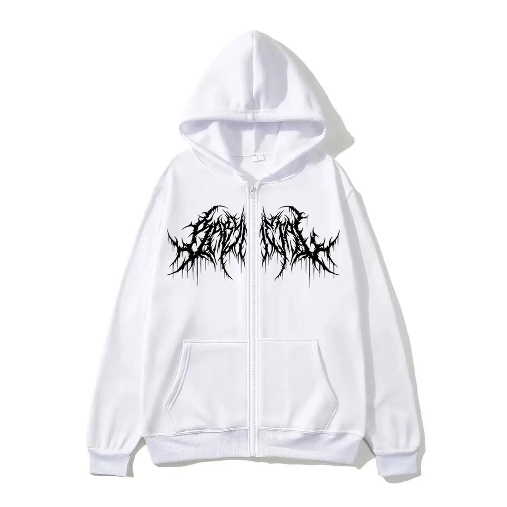 Autumn Winter Keep Warm Long Sleeves Sweatshirt Y2K Zip-Up Hoodie Men Clothes with Graphic Prints Hip Hop Style Gothic