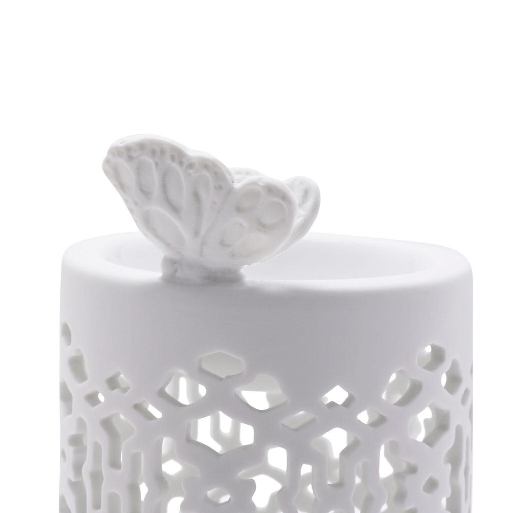 Hestia White Ceramic Wax Melt Burner With Butterfly