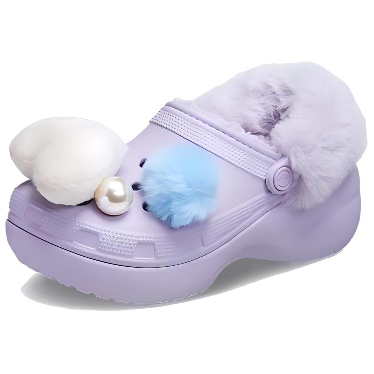 Crocs Fleece Lined Simple Versatile Clogs Women Footwear Light-Purple 210691-530