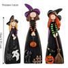 Pumpkin Accent Halloween Witch Figurine Wooden Material Halloween Witch Ornament  Tabletop Use