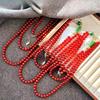 High Quality Pigeon Blood Red New Year'S Red Natural Chalcedony Agate Design Sweater Chain Necklace Collarbone Chain