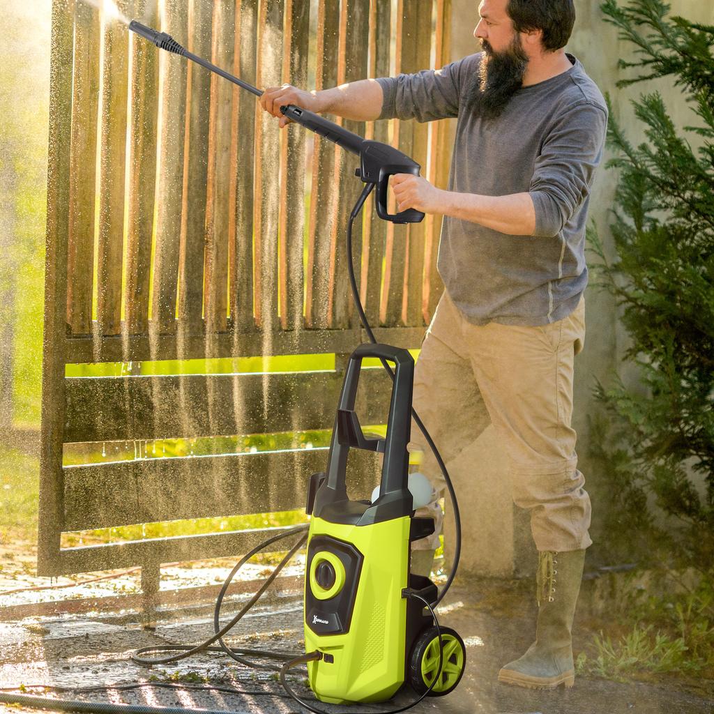 1800W High Pressure Washer, 150 Bar Pressure, 510 L/h Flow, High-Performance Portable Power Jet Wash Cleaner Green