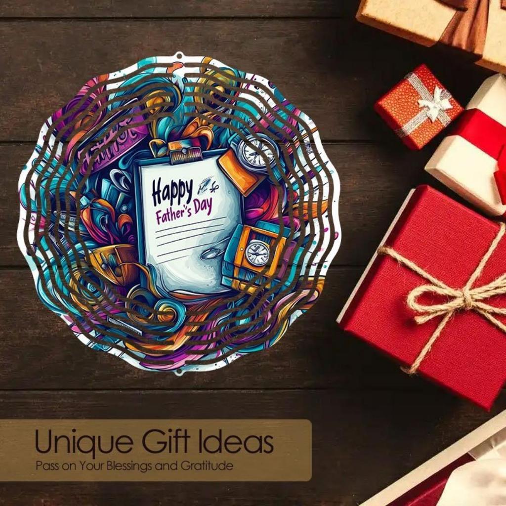 1pc 2D Mandala Metal Wind Chime - Happy Father's Day Gift, Outdoor Garden Sculpture with Rotating Art, No Electricity Needed, Easy to Hang