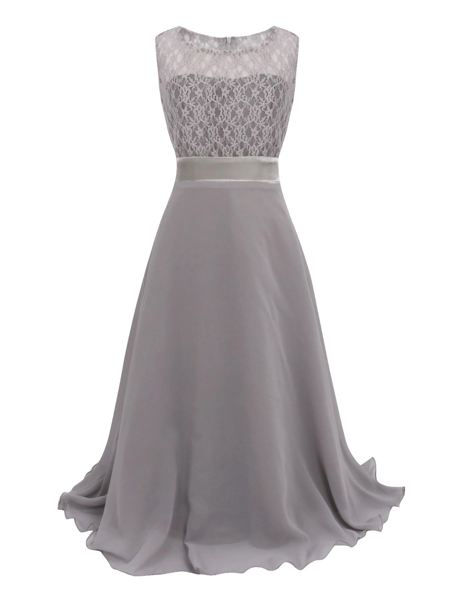 

Детские длинные платья на торжество 8-9 Years серый