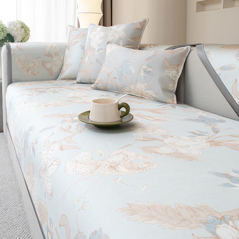 funda sofá  Light luxury Wave Slipcover Funda Home Non-slip Ice Silk Sofa Cushion Couch Sofa Cover
