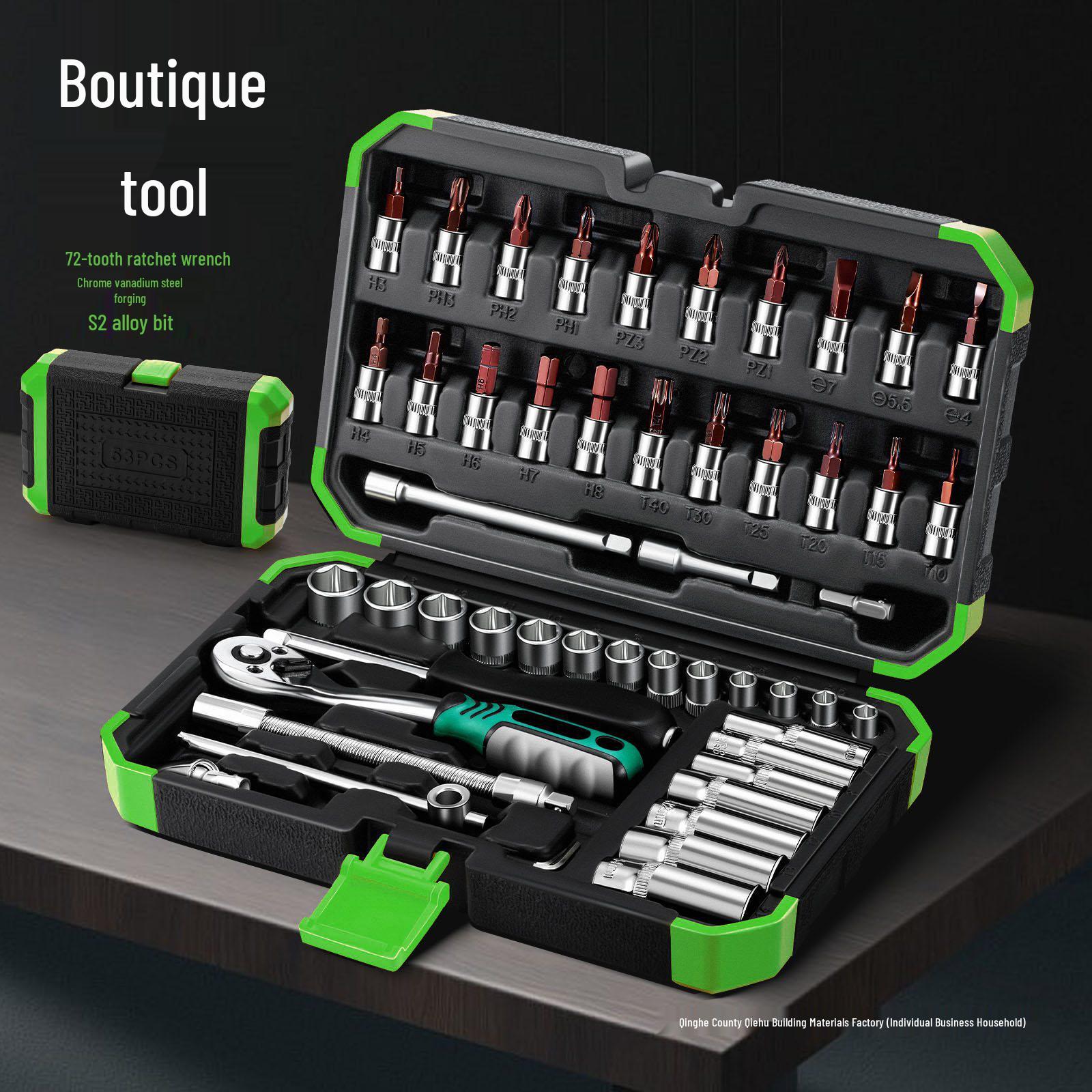 

Quick Ratchet Socket Wrench Set for Car Repair - Internal & External Hex Nut Screwdriver Tool 53-piece set (24 teeth)