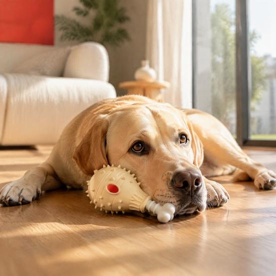 Safe Chewing Toys for Small Medium Large Dogs Dog Treat Dispenser Toy, Spiky Chicken Leg Chew Rubber Interactive Puppy Teething Puzzle Feeder