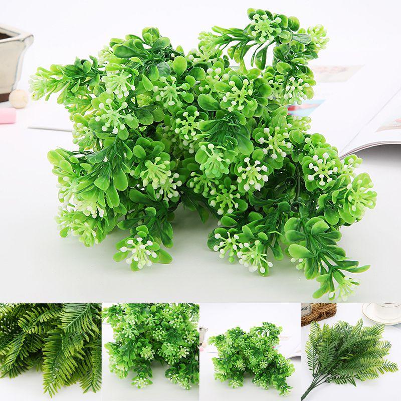High Realistic Artificial Plants Indoor Outdoor Fake Leaf Foliage Bush For Garden Decor