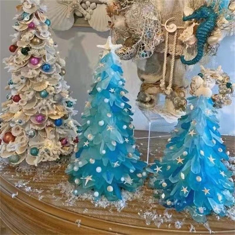 Resin Starfish Christmas Tree Ornament Jade Green Holiday Home Decor Table Centerpiece Window Display For Women And Couples