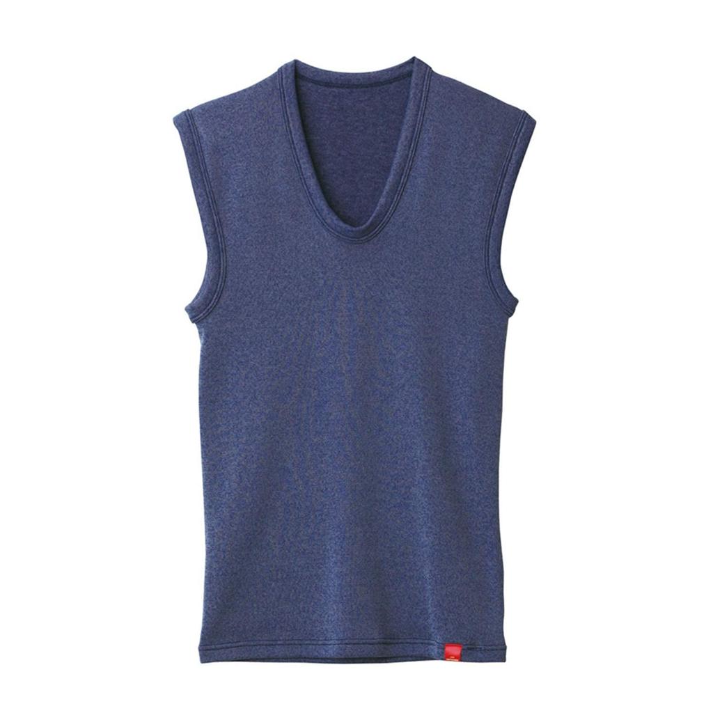 Gunze Hot Magic Super Stretch Inner Super New Size M Shirt, Warm, Vest, MH0718, Men's, Navy/Moc, (Japanese Size)