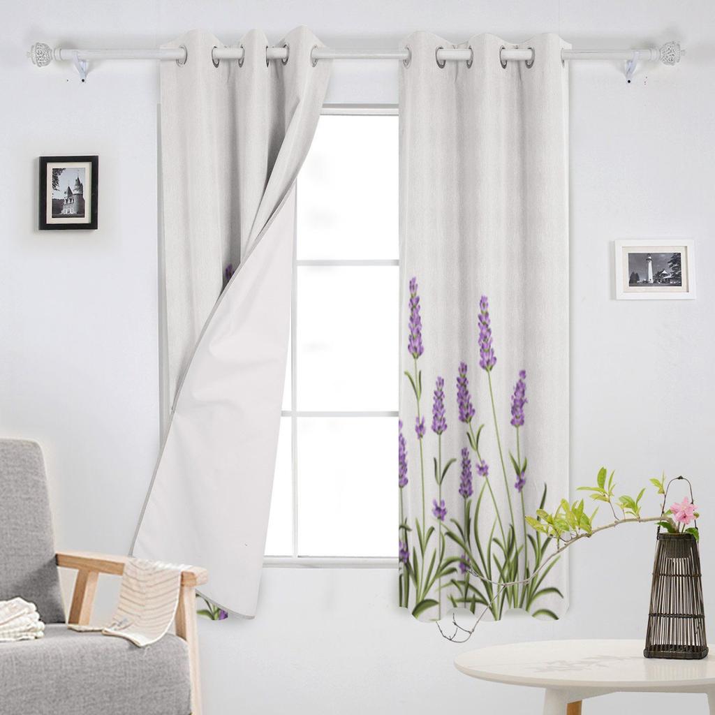 Purple Lavender Flowers Window Curtain For Living Room Bedroom Home Decor Kitchen For Window Drapes