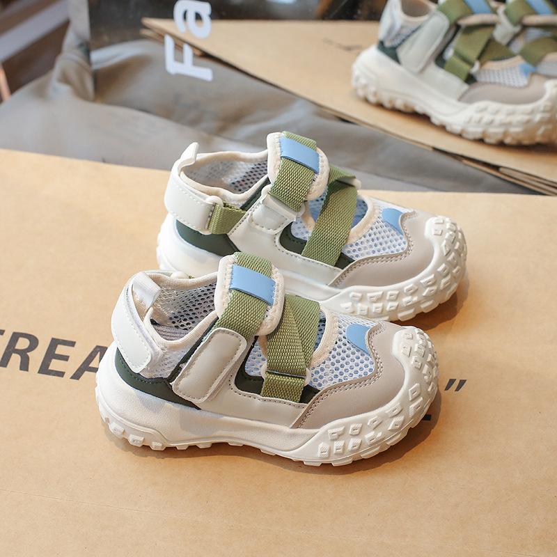 Children's sports sandals 2025 new children's shoes summer baby bag head summer shoes girls net shoes breathable soft sole