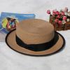 Car And Horse Lady Summer Visor Straw Top Hat Outing White Flat Top Hat Casual Millinery