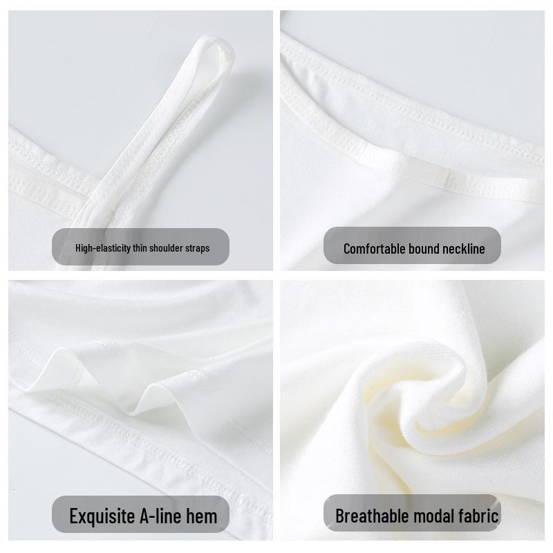 Women's White Modal Cotton Slimming Camisole - Spring/Summer Versatile Tank Top