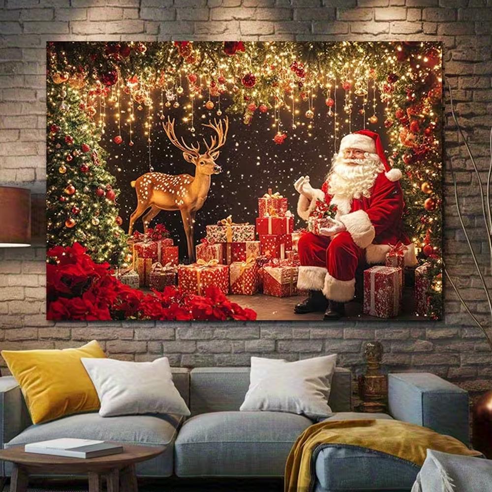 Christmas reindeer themed photo backdrop, holiday decoration, background for winter photo booth,4672