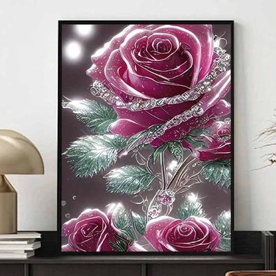 Nuovo Arrivo Pittura Diamante 5D Fai da Te Cerchio Completo "Fiore di Rosa" Ricamo Punto Croce Decorazione Casa Regalo