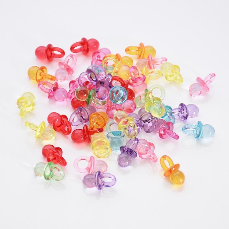 

50/100 шт. Мини акриловые синие розовые соски-конфетти для украшения детского душа для определения пола ребенка, вечеринки по случаю дня рождения 50pcs разноцветный