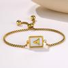 Bracelets Stainless Steel English Alphabet Square Shell Gold Bracelet Ladies Adjustable