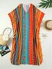 EDOLYNSA 2024 Bohemian Colorful Printed Free Kaftan Mrs Roper Long Dress Summer Vacation Beach Swimsuit Cover Up Cozy Homewear Robe Q1690