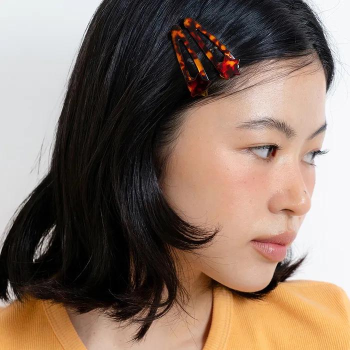 [2set] leopard star hair pin