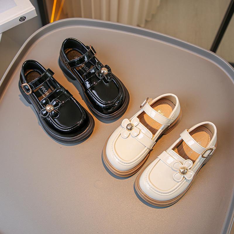 Girls small leather shoes 2025 spring new British style little girl single shoes children black princess shoes loafers