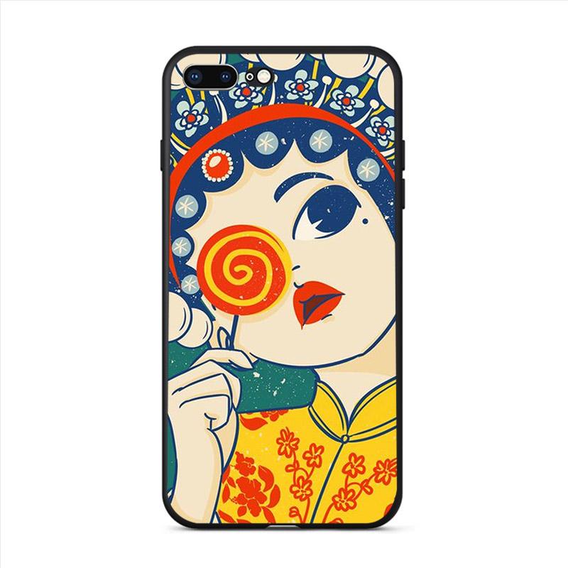 Funny Peking Opera Girl Phone Case For Apple Iphone 13 12 Mini 11 Pro Max Luxury Mobile Shell X XR 7 8 6 Plus SE XS 5 Hard Cover