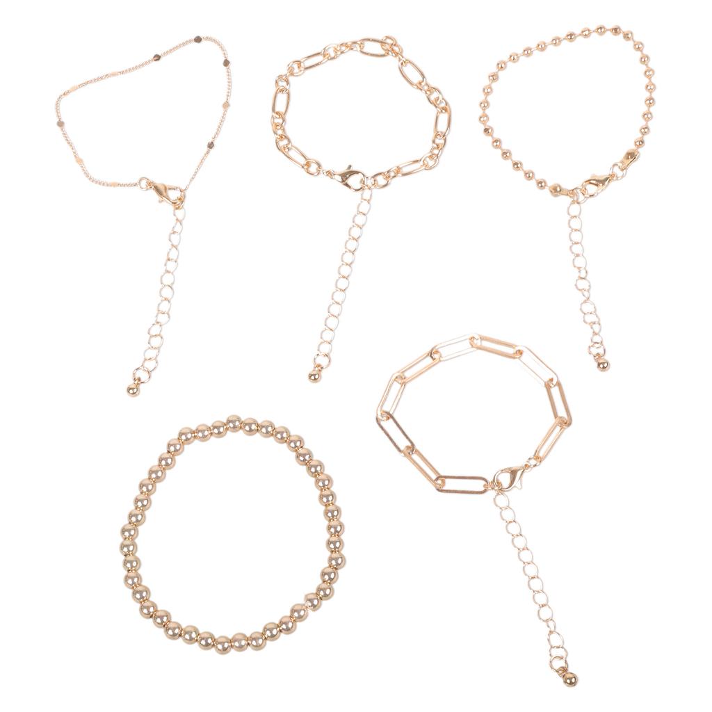 Pack of 5 Adjustable Metal Bracelet Set Stackable Wrist Jewelry Versatile Handchain For Casual and Formal Event