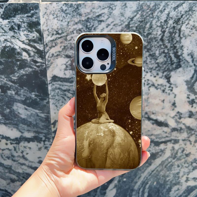 Classical Art Angel Phone Case For iPhone 13 Mini 12 11 Pro Max 15 14 Plus Pro Max Retro Star Map Shockproof Laser Back Covers
