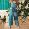 Women's Fashion Casual Loose Back Straps Wide Leg Vintage Printed Jumpsuit