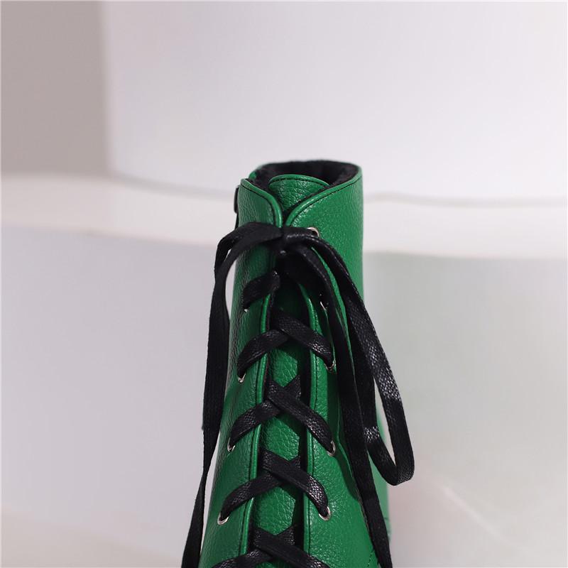 Korte damehøye hæler høst og vinter nye tykkhælede korte støvletter i britisk stil i stor størrelse