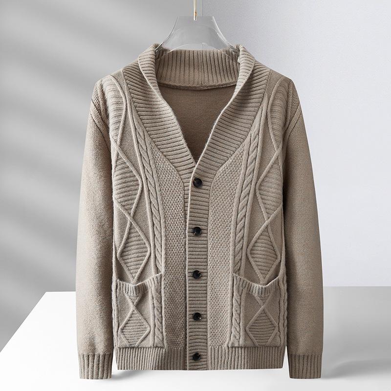 

Осень и зима новый зеленый фруктовый воротник вязаный свитер мужской молодежный модный теплый свитер XXL