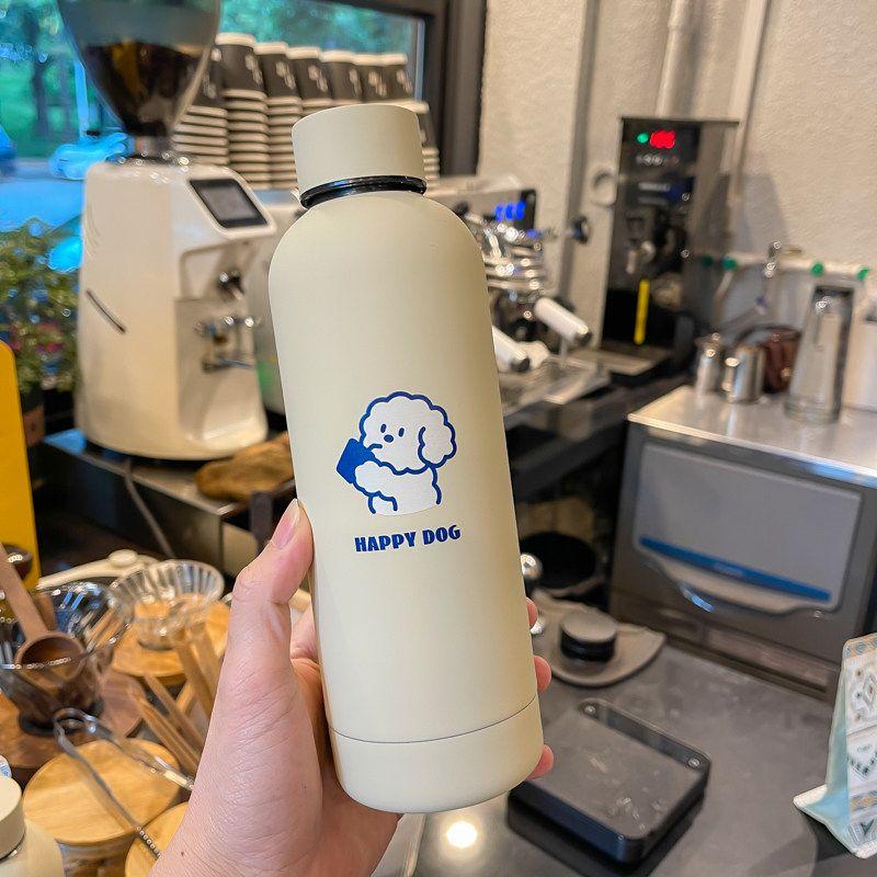 Cute Puppy Large Capacity Vacuum Cup Female Couple Student Milk Yellow Niche Style Cup Ins Style Cartoon Tumbler