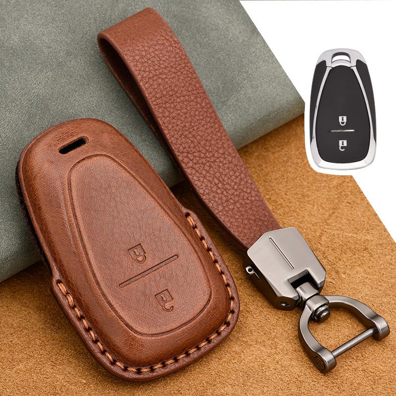 Genuine Leather Key Case Cover Suitable for Chevrolet Tracker Buckle Malibu XL Explorer Volando Pioneer Key Fob Protector