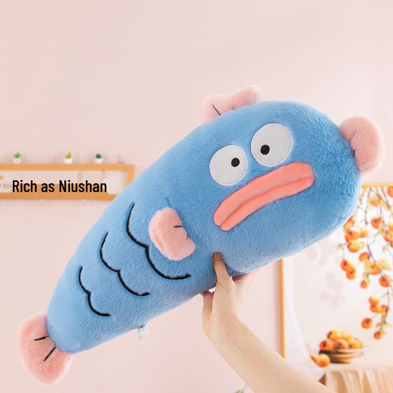 

Xiaohongshu Ugly Fish Plush Pillow - Long Backrest Bedside Rag Doll Birthday Gift 70cm 0.42kg синий