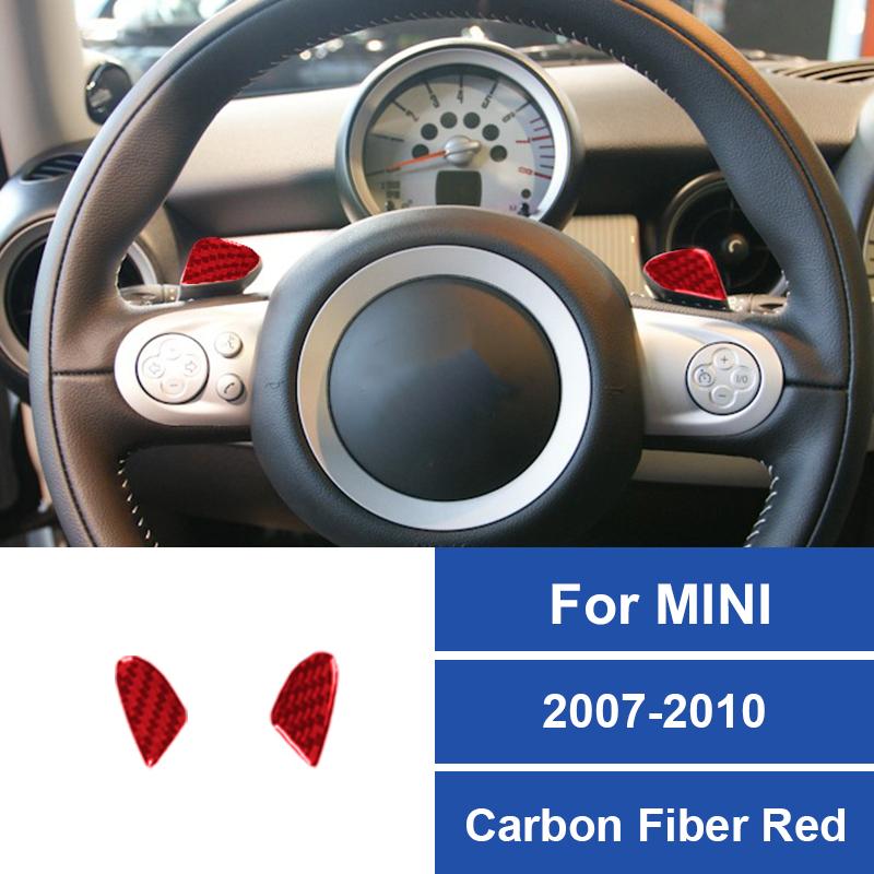 Carbon Fiber Stickers Steering Wheel Shif Paddles Car Accessories Fit For Mini Cooper Hardtop R56 Clubman R55 Convertible R57