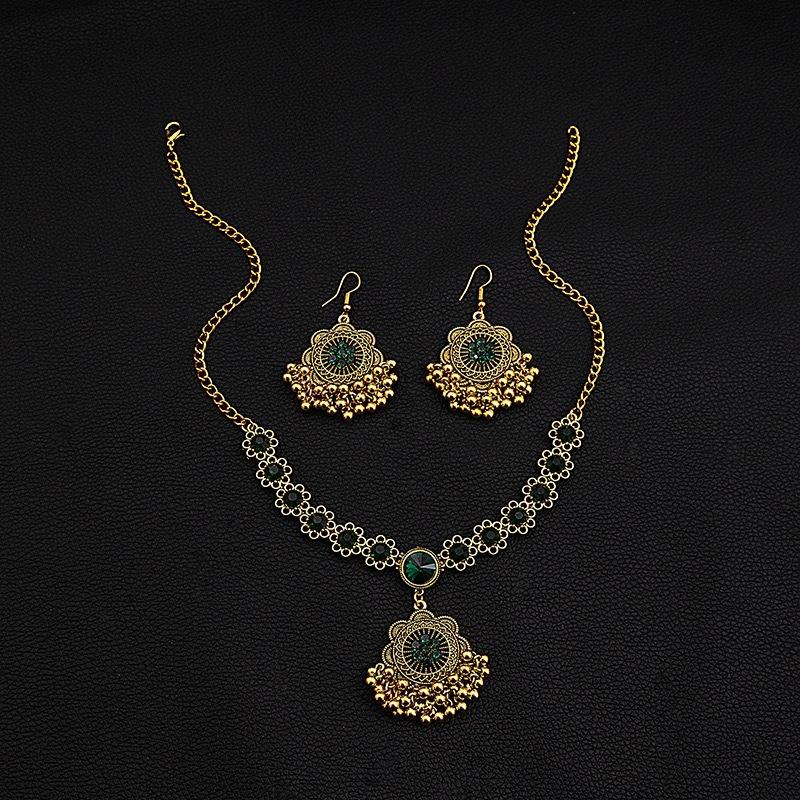 

Серьги с кисточками в дворцовом стиле, ожерелье, ретро, хрустальные цветы, ювелирные аксессуары зелёный