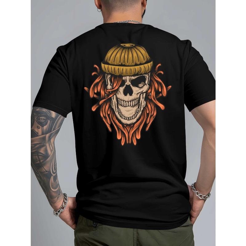 

European Size Exquisite Printing New Summer Men S Back Printed Short-Sleeved T-Shirt | Fashionable And Trendy, Crew Neck S чёрный