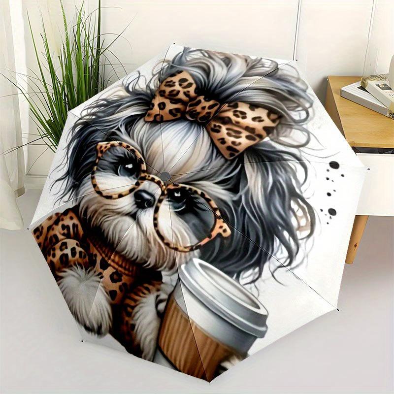 

Adorable Cartoon Dog Portable Folding Umbrella with Durable Iron Frame, 8 Ribs Structure Suitable for All Seasons Home Travel (as the picture,Iron&8K)