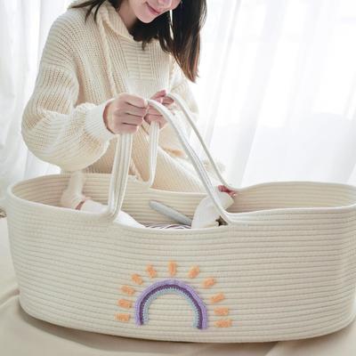 Cesta Portátil para Llevar Bebé Cuna para Recién Nacido Cuna Tejida Cama Cuna Cesta para Dormir al Aire Libre Cesta de Almacenamiento para Guardería Accesorios de Fotografía