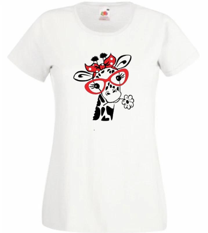 

Giraffe t shirt kids white glasses bow cute design fashion new top FOTL 120