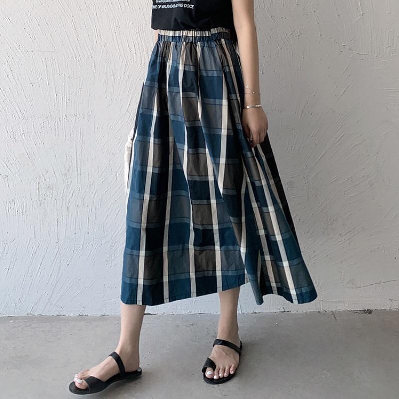 Tooxika New Women's Half Skirt Popular Fashion Plaid Large Swing Skirt