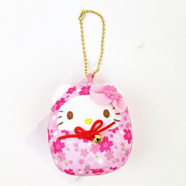 Sanrio Hello Kitty Sakura Daruma Mascot Pink Plush Key Holder