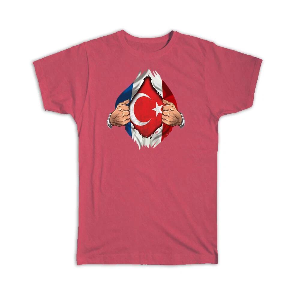 Gift T-Shirt : Turkiye French Flag Chest Turkish XL