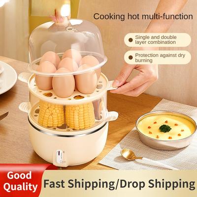 220V Single/Double Layer Electric Egg Steamer Multi Egg Boiler Food Steaming Cooker Multi Cooker Pot for Breakfast