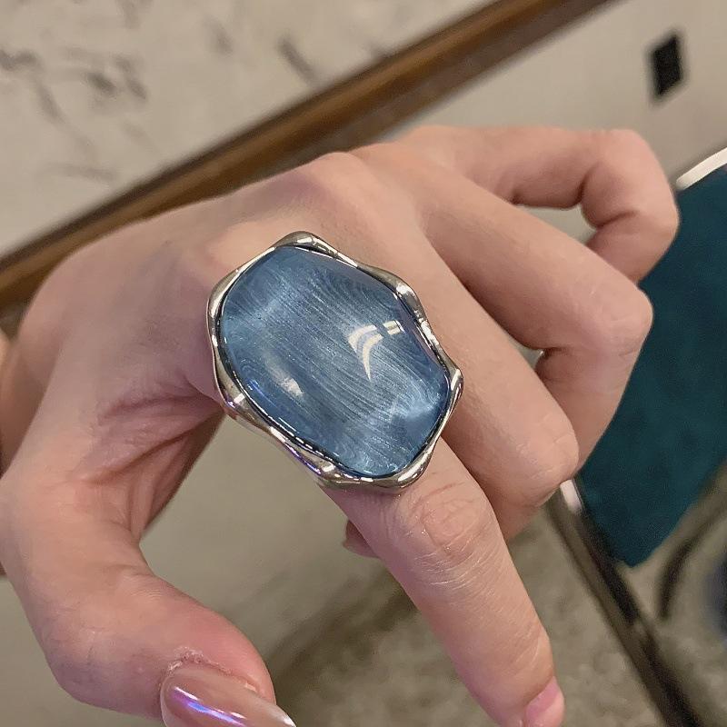 Exaggerated Irregular Blue Gray Resin Stud Earrings for Women Girls Japan and Korea Style Large Earrings Rings Jewelry Wholesale