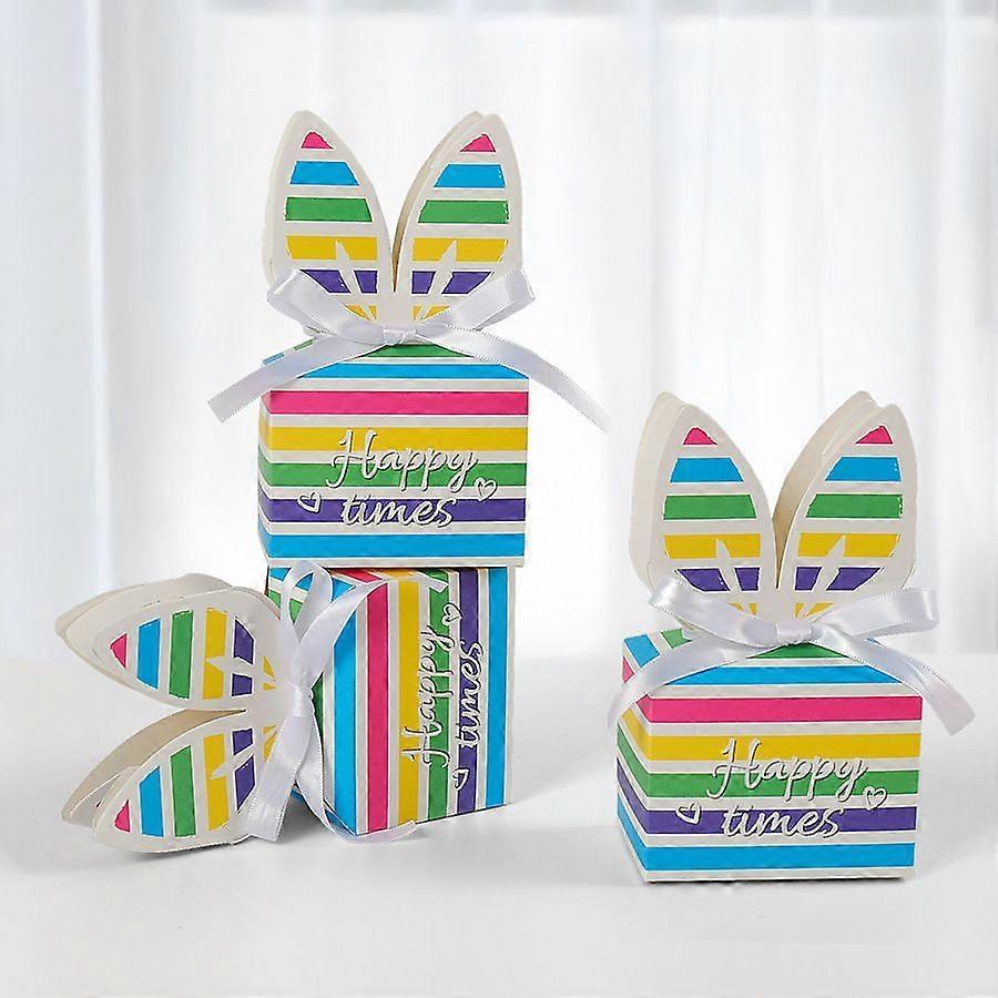 10pc Colorful Square Rabbit Gift Boxes - Easter Candy Wrapping Paper Packaging Boxes