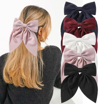Chiffon-Bogen-Haarspange für Damen, große Schleife, Fleck, Haarnadel, Mädchen, einfarbig, Pferdeschwanz-Clip, Haar-Accessoires, Kopfbedeckung, Geschenk