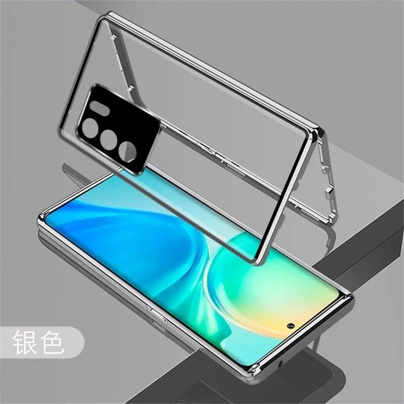 360 Full Case For Oppo Reno 12 Pro 5G Reno11 11Pro Double Sided Magnetic Adsorption Metal Tempering Glass Protection Cover